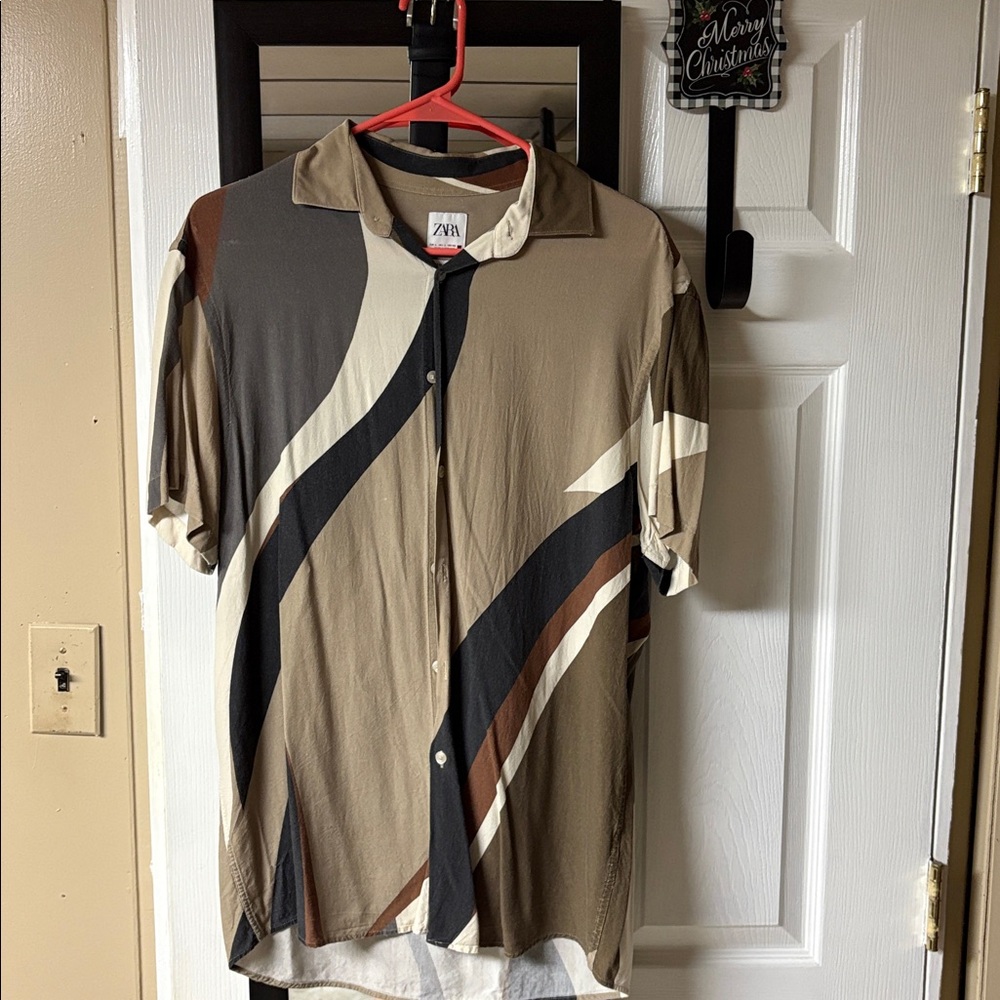 Zara Brown and Black Geometric Shirt